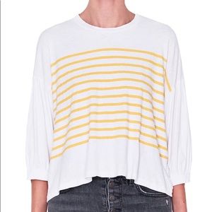 SUNDRY yellow stripe bubble sleeve boxy top XS
